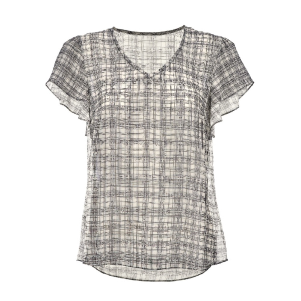 Women's Black and White Plaid Top